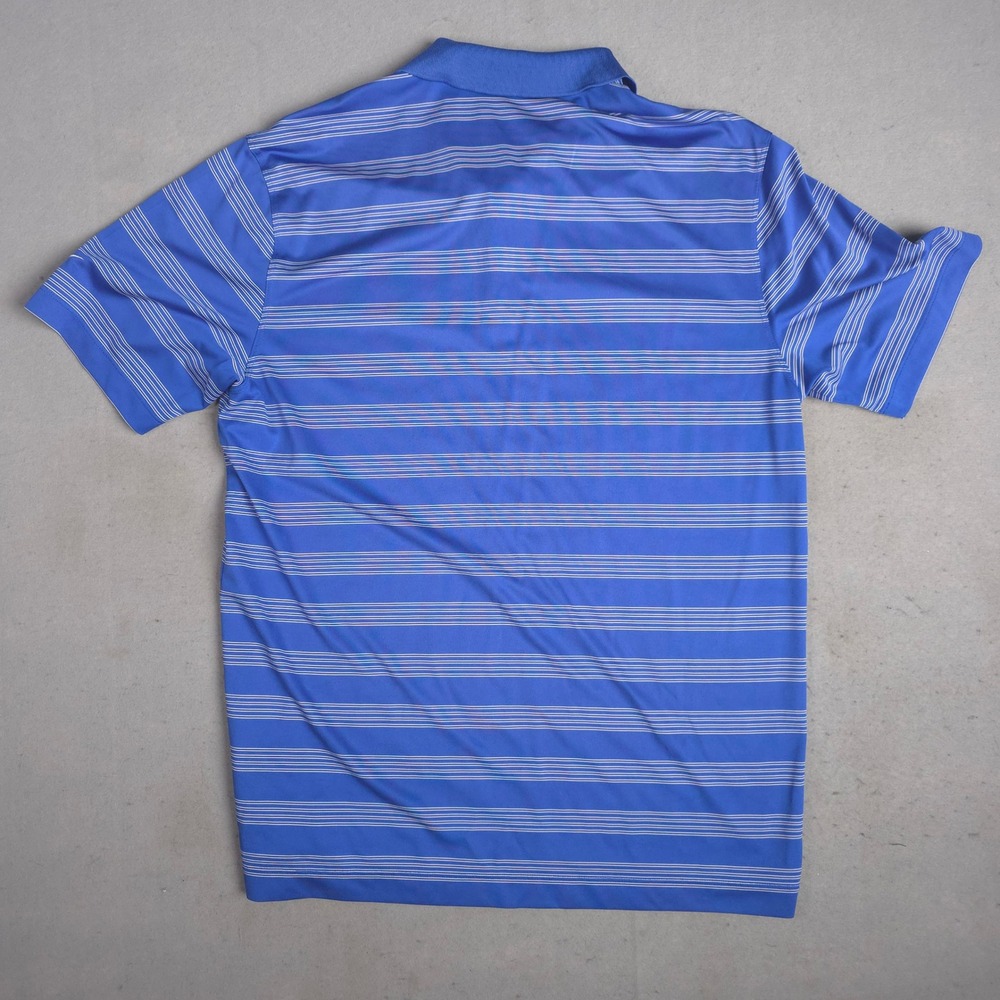 Nike Golf Dri Fit Blue White Stripe Polo Shirt Mens Large - Picture 10 of 11